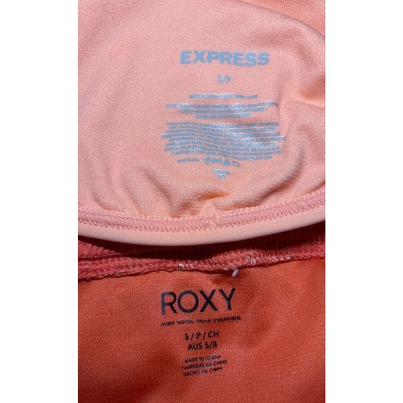 ROXY Bikini Bottoms Smocked Hibiscus Print/ Express Top Size Small Mismatch Set - Picture 9 of 11